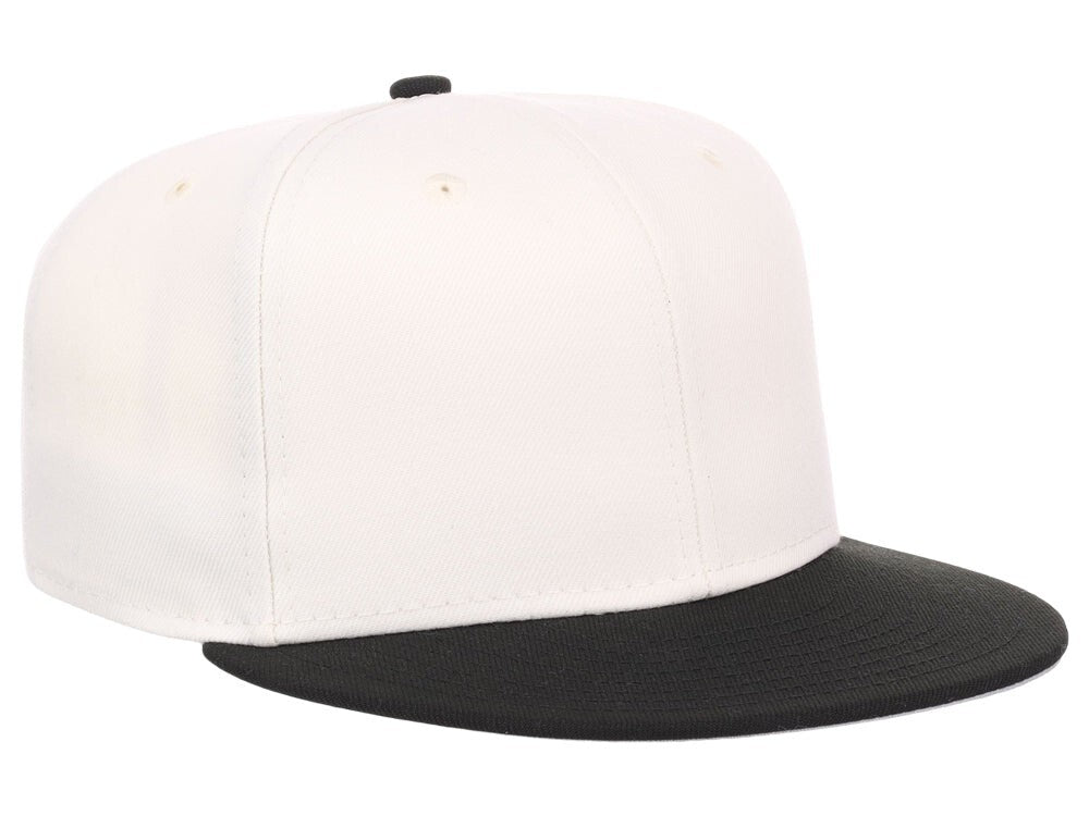 Unisex Plain Full Court Fitted Hat / Ivory Black / £22