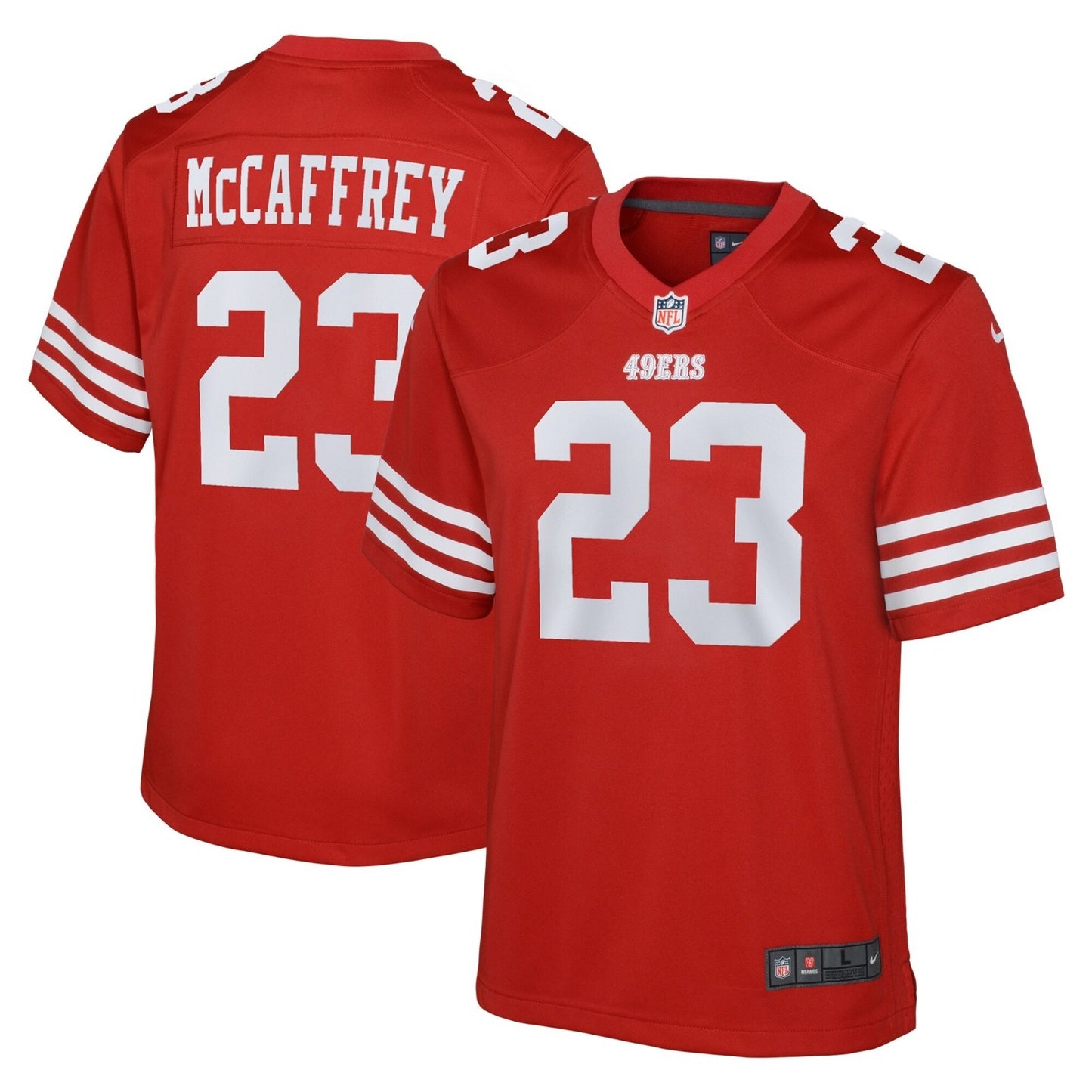 Nike Kids San Francisco 49ers NFL Jersey / Christian McCafferey 23 / Red / RRP