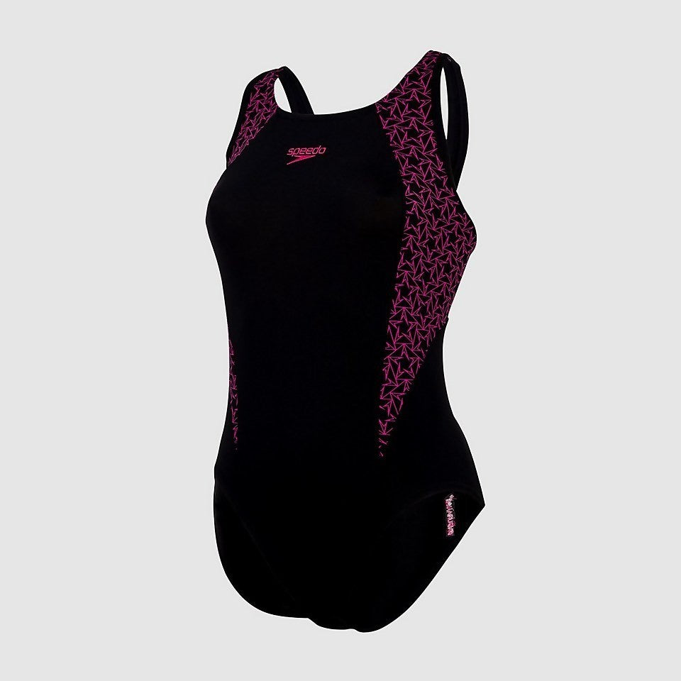 Speedo Women's Boomstar Flyback Swimsuit / Black Pink / RRP £35