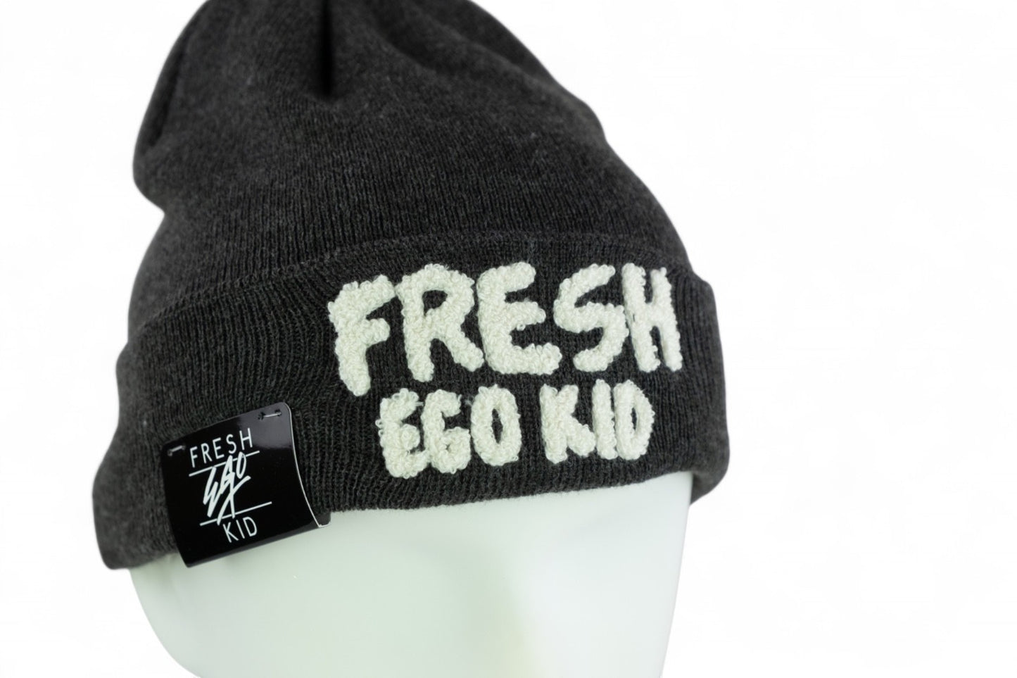 Fresh Ego Kid Hertiage Knit Beanie Hat / Grey Ivory / RRP £24