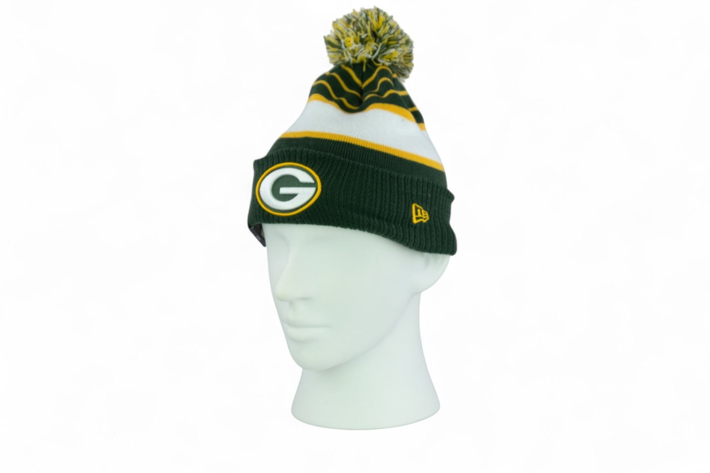 New Era Green Bay Packers Team Stripe Knit Hat / Green Yellow / RRP £28