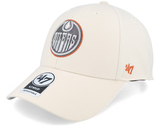 47 Brand Edmonton Oilers NHL MVP Snapback Cap / Beige Silver / RRP £28