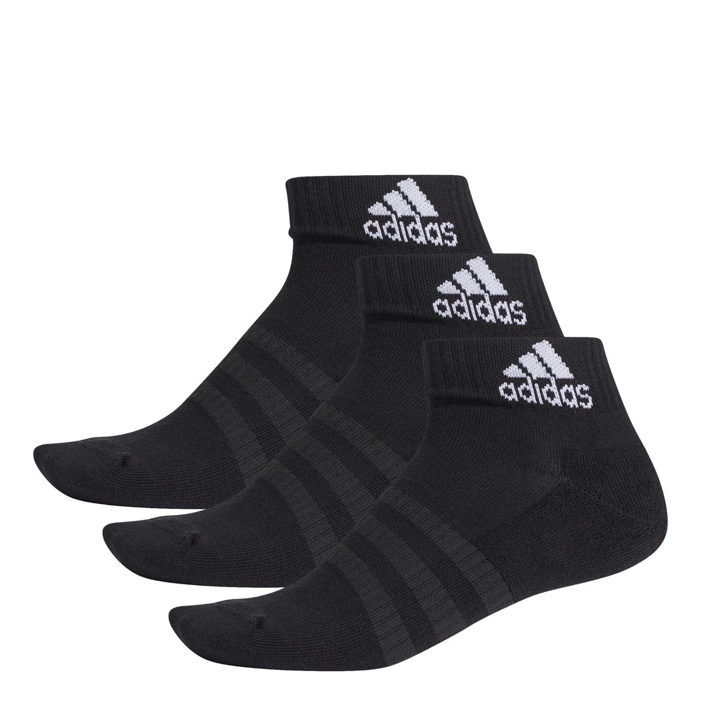 Adidas Unisex Cushioned Low 3 Pack Ankle Socks / Black / RRP £12