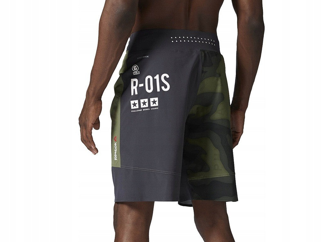 Reebok Mens One Series MMA Workout Short / Camo Green Black / RRP £55