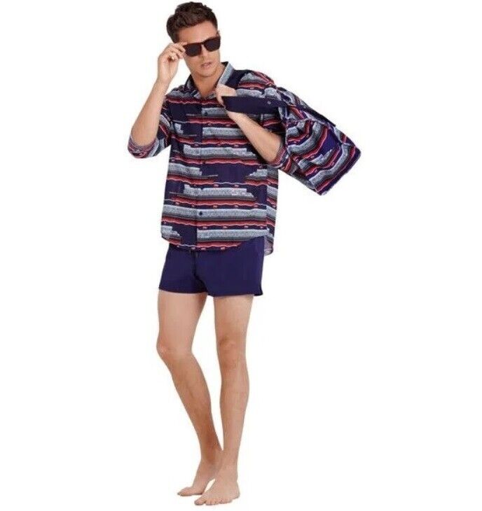 Vilebrequin Light Cotton Shirt / Unisex Caracal / Navy Red / RRP £165