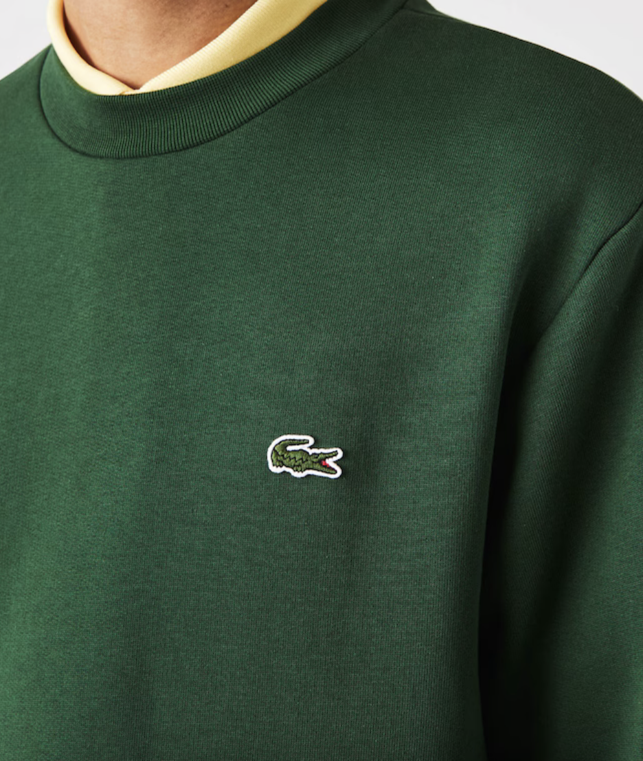Lacoste Mens Fleece Crew Neck Sweatshirt / Pine Green / BNWT / RRP £109