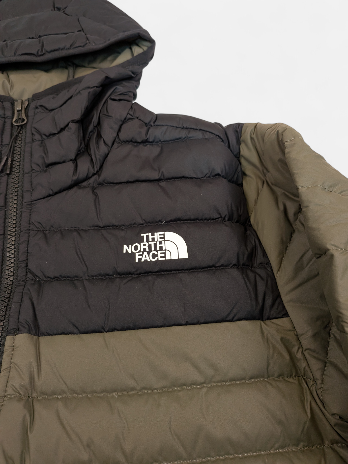 The North Face Mens Stretch Down Hoodie / Taupe Green / RRP £245