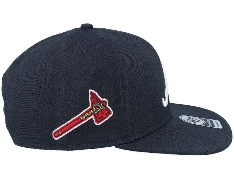47 Brand Adult Atlanta Braves Sure Shot Captain Snapback / Navy / RRP £30