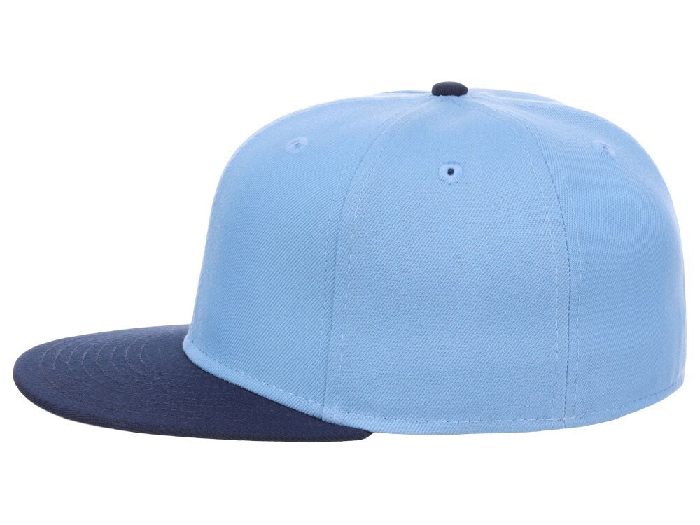 Unisex Plain Full Court Fitted Hat / Sky Blue Navy / £22