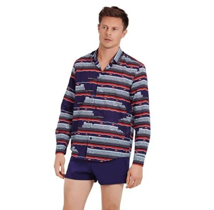 Vilebrequin Light Cotton Shirt / Unisex Caracal / Navy Red / RRP £165