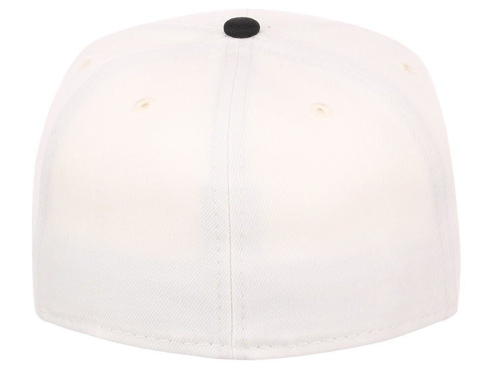 Unisex Plain Full Court Fitted Hat / Ivory Black / £22