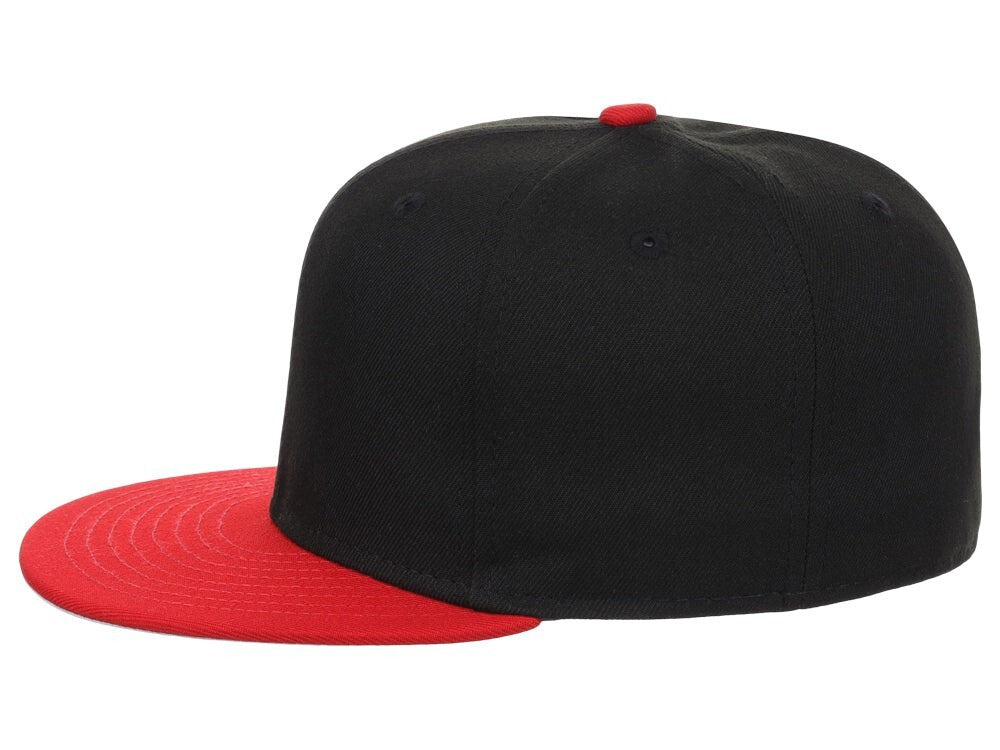Unisex Plain Full Court Fitted Hat / Black Red / £22
