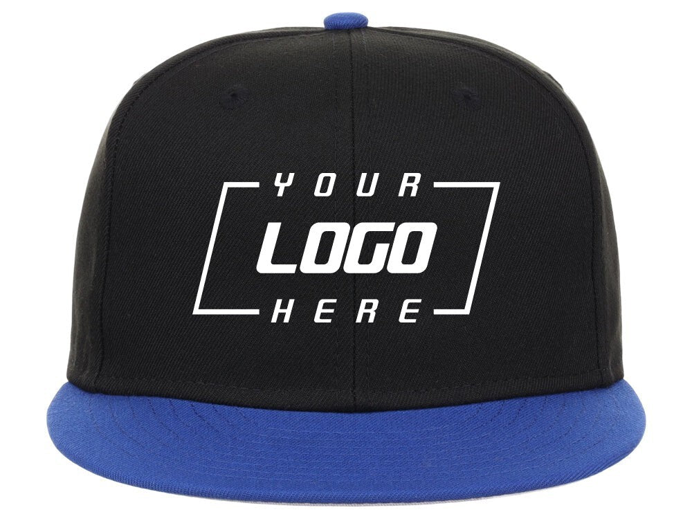 Unisex Plain Full Court Fitted Hat / Black Royal Blue / £22