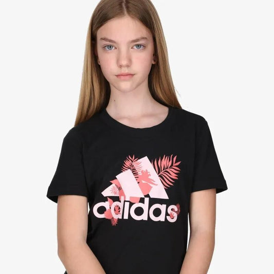Adidas Girls Tropical Logo T-Shirt / Black / RRP £16