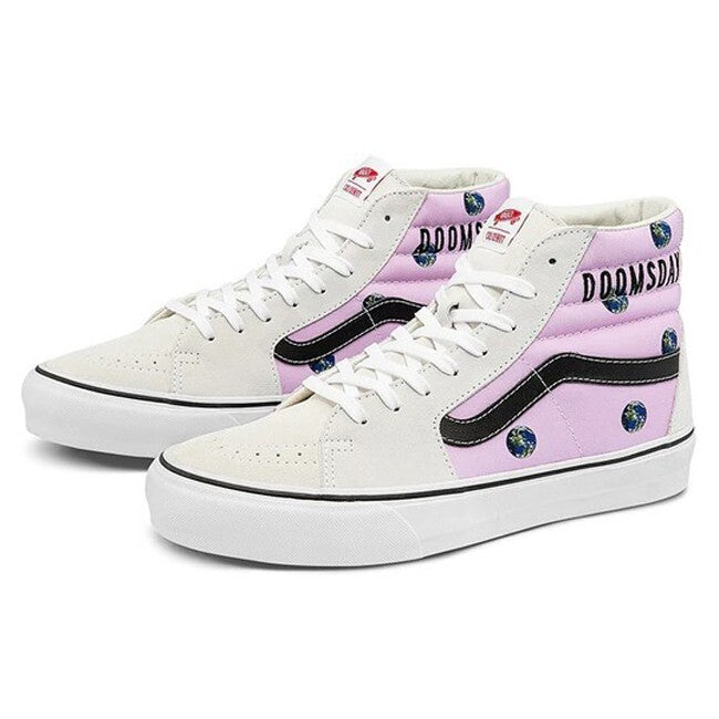 Vans Mens Sk8-Hi Doomsday White/Pink Trainers/Shoes / RRP £85