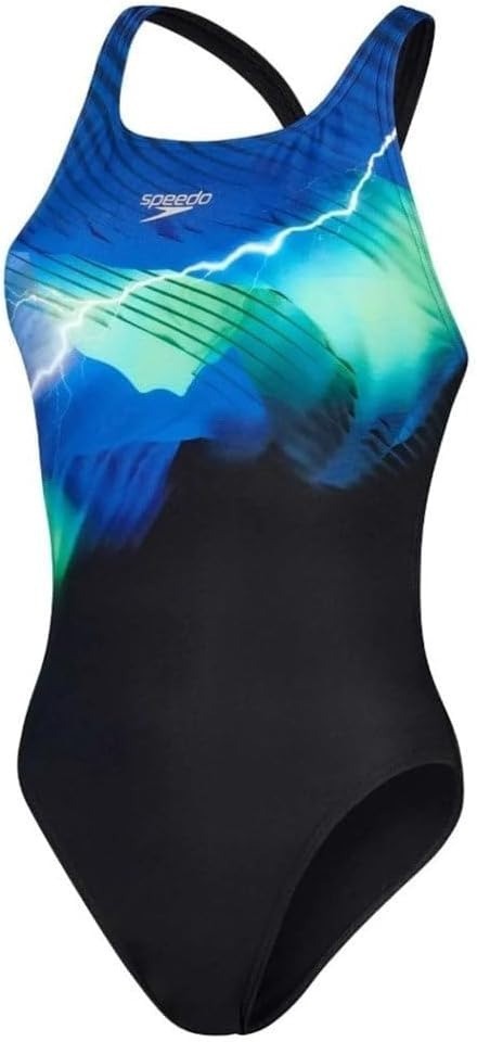 Speedo Women's Placement Leaderback Swimsuit / Black Blue / RRP £38