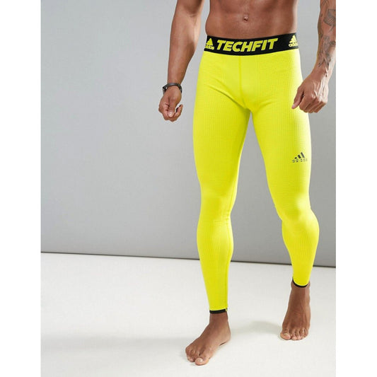 Adidas Men's Techfit Workout Gym Tight / Yellow / RRP £50