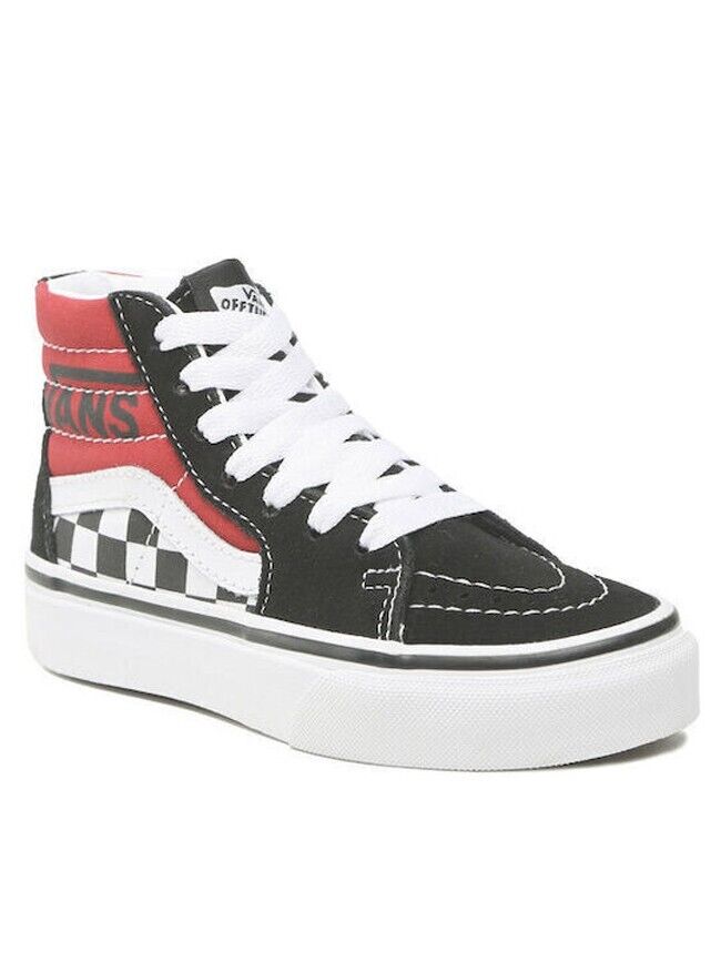 Vans Kids Sk8 Hi Trainers / Black Red Logo / RRP £45