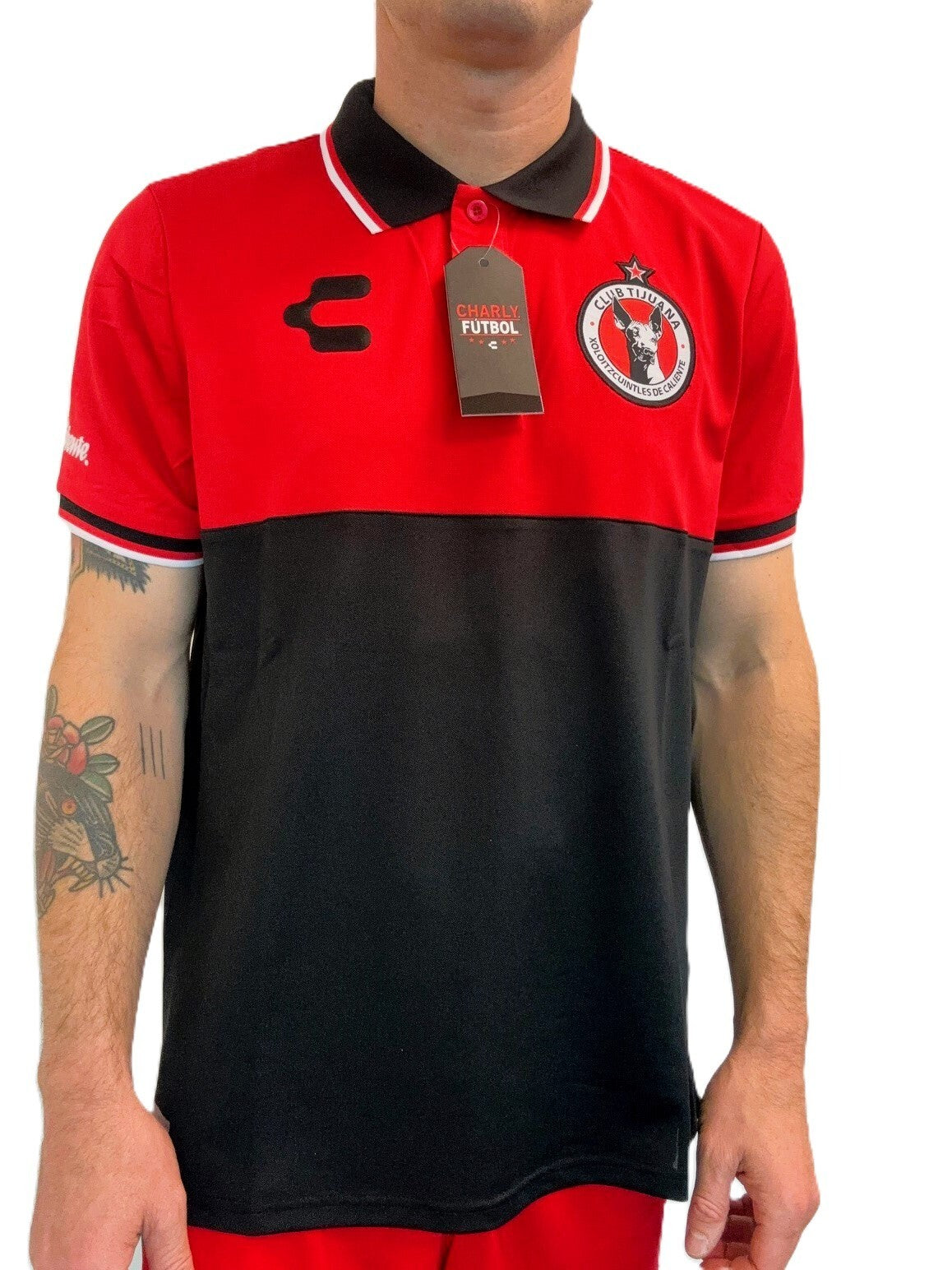Charly Club Tijuana Football Polo Shirt / Black Red / RRP £30