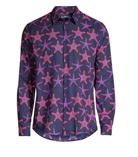 Vilebrequin Light Cotton Shirt / Unisex Caracal / Blue Starfish / RRP £165