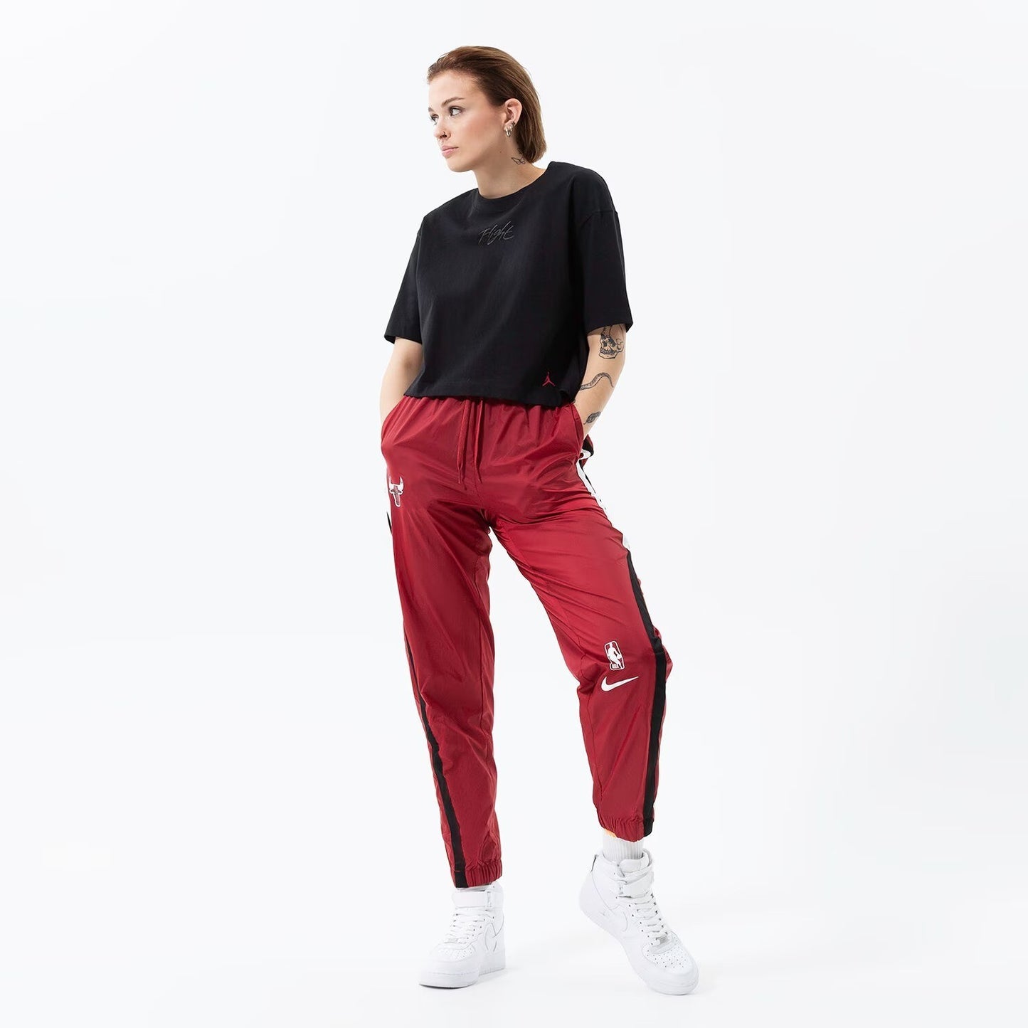 Nike Womens Chicago Bulls City Edition Shell Track Pant / Red Black / RRP £70