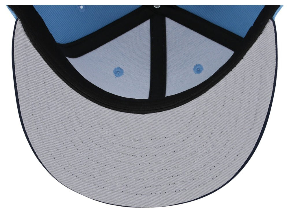 Unisex Plain Full Court Fitted Hat / Sky Blue Navy / £22