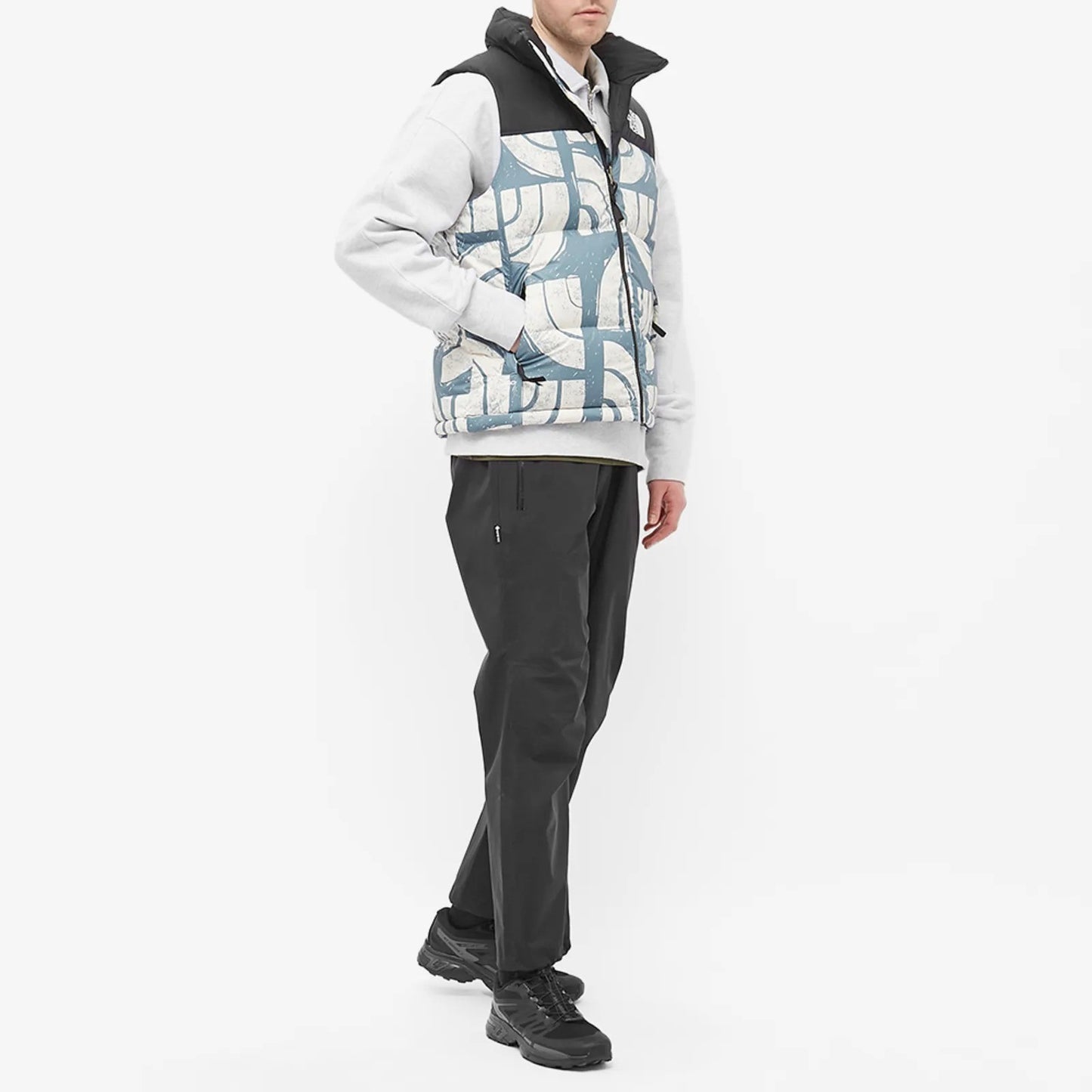The North Face Mens Print Nuptse Vest / Goblin Blue / RRP £215