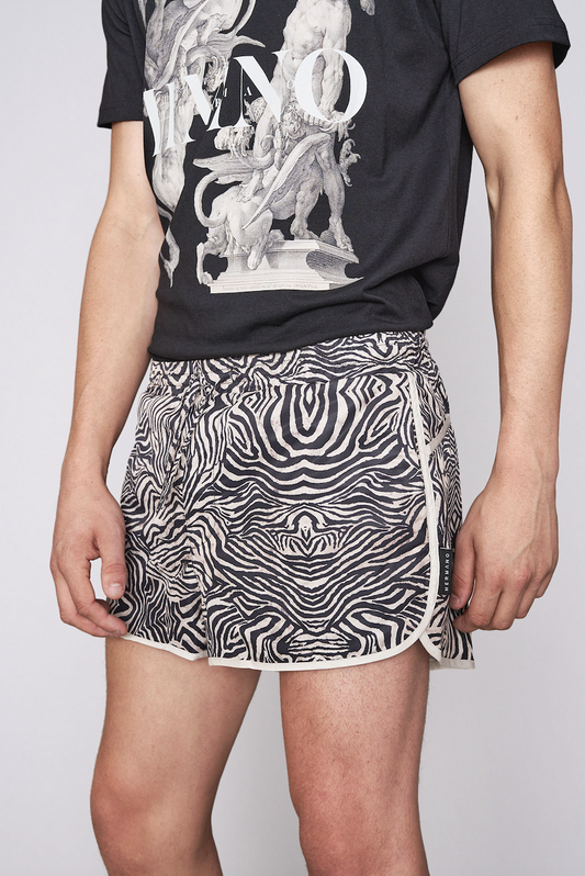 Hermano Mens Black Zebra Print Racer Swim Shorts / BNWT / RRP £35