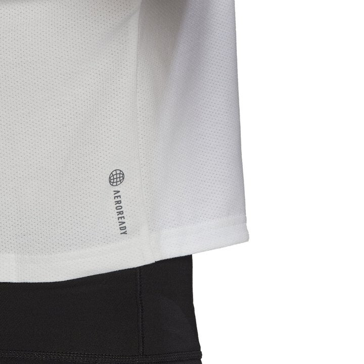 Adidas Womens Train Icon 3 Bar Cropped Logo T-Shirt / White / RRP £30