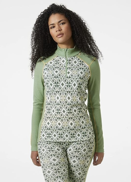 Helly Hansen Women’s LIFA Merino Midweight 1/4 Zip Top / Green / RRP £80
