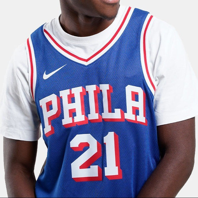 Nike Philadelphia 76ers Icon Basketball Jersey / Blue / Joel Embiid / RRP £95