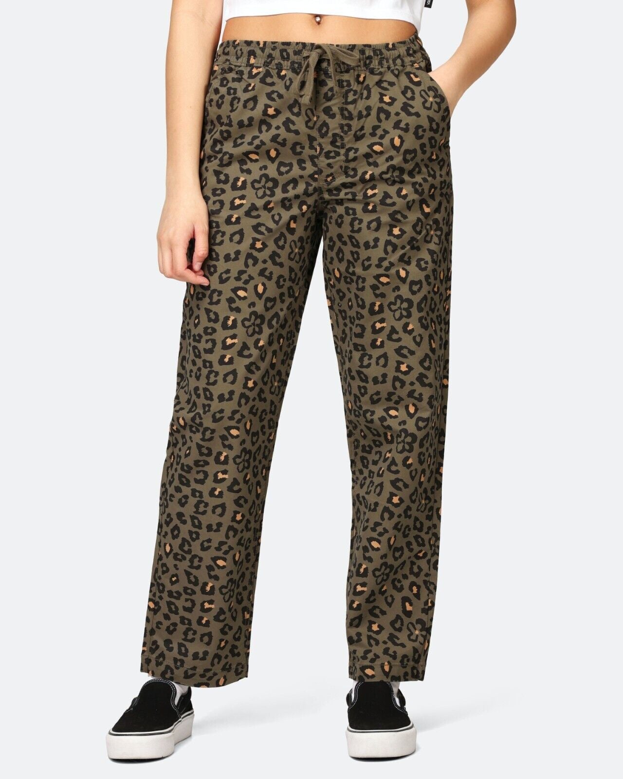 Vans Womens Range Print Relaxed Pant / Green Leopard / RRP £57