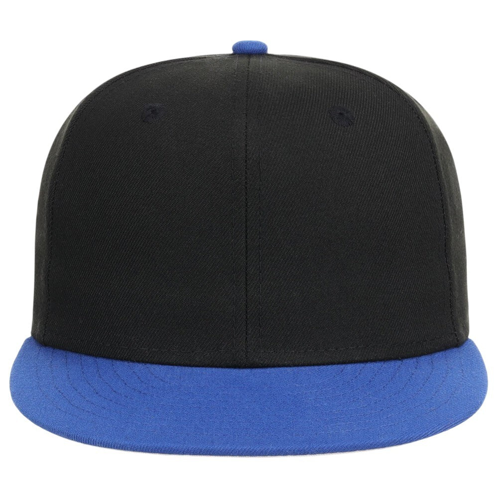 Unisex Plain Full Court Fitted Hat / Black Royal Blue / £22