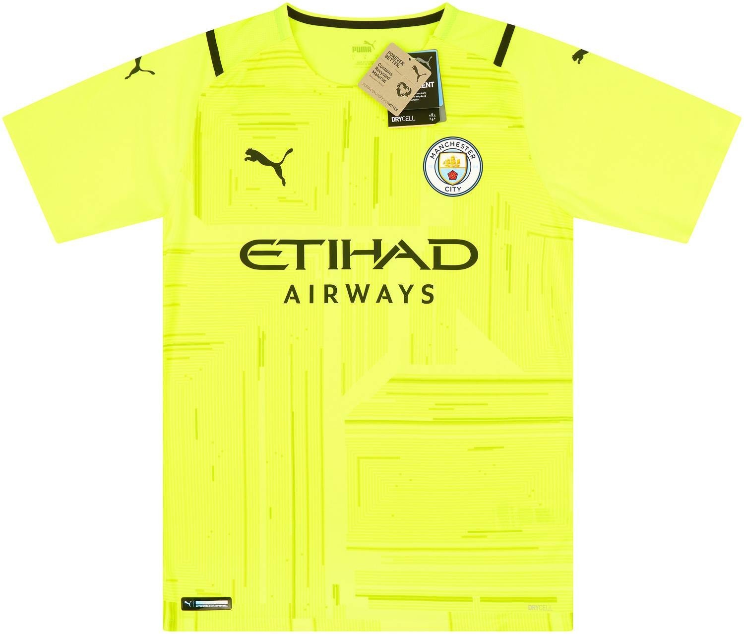 Puma Mens 2021-22 Manchester City Player Issue Gk S/S Shirt/Yellow/RRP £109.99