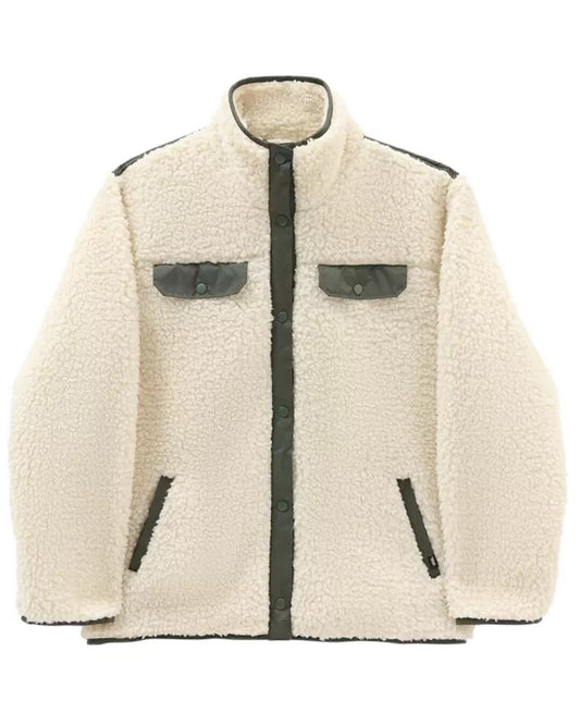 Vans Womens Dreaming Sherpa Jacket / Bone White Olive / RRP £120