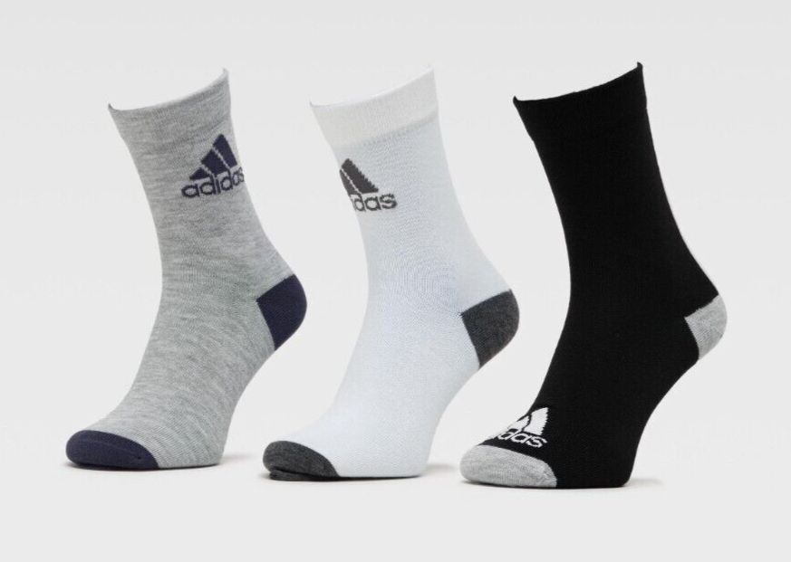 Adidas Infant 3 Pack Half Crew Socks / Black White Grey / RRP £12