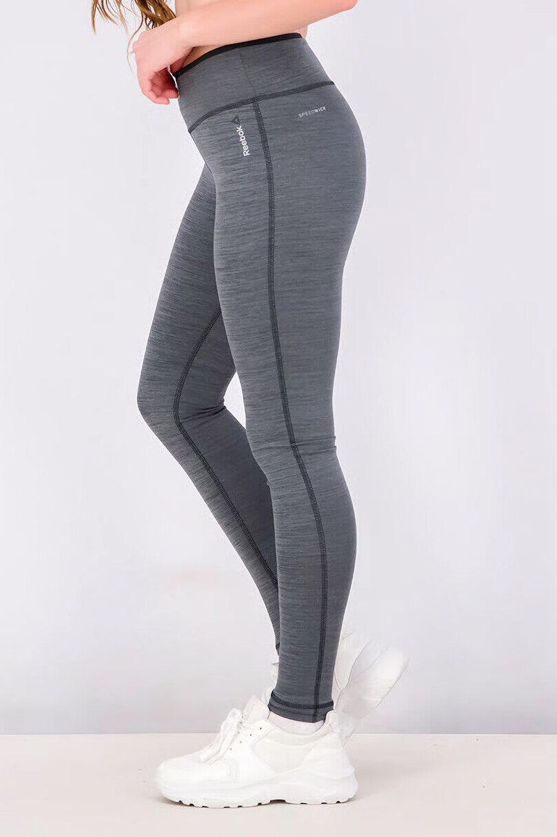 Reebok Womens Gym Running Workout Reversible Tight / Black Grey / RRP £40