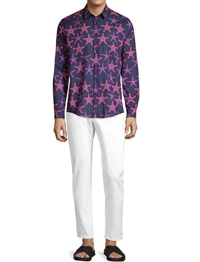 Vilebrequin Light Cotton Shirt / Unisex Caracal / Blue Starfish / RRP £165