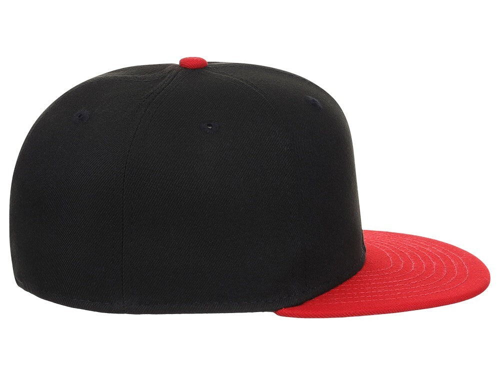 Unisex Plain Full Court Fitted Hat / Black Red / £22