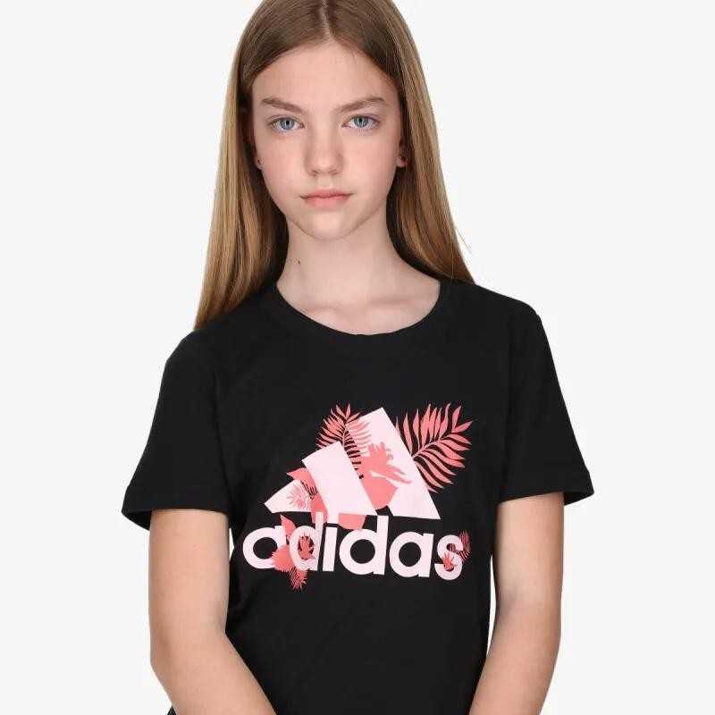 Adidas Girls Tropical Logo T-Shirt / Black / RRP £16