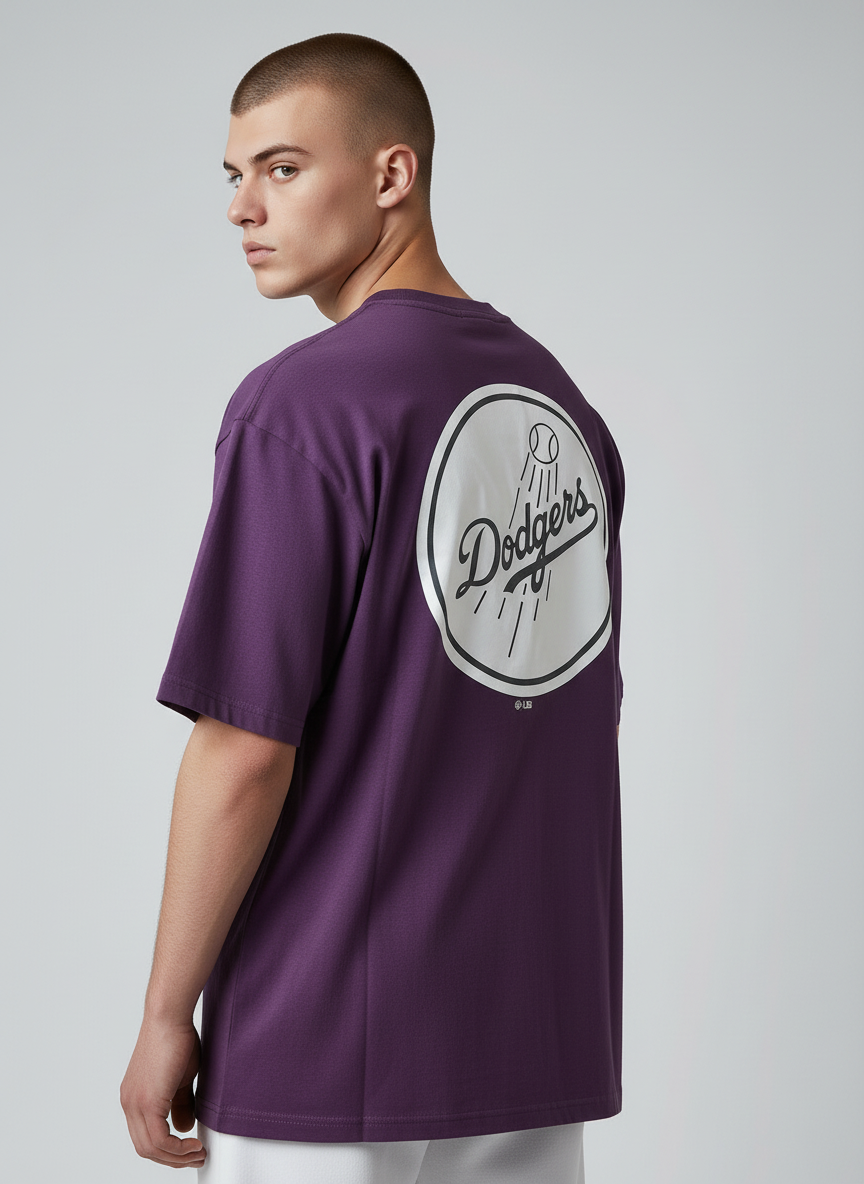 47 Mens LA Dodgers T-Shirt / Plum Purple / Backer Echo / RRP £25