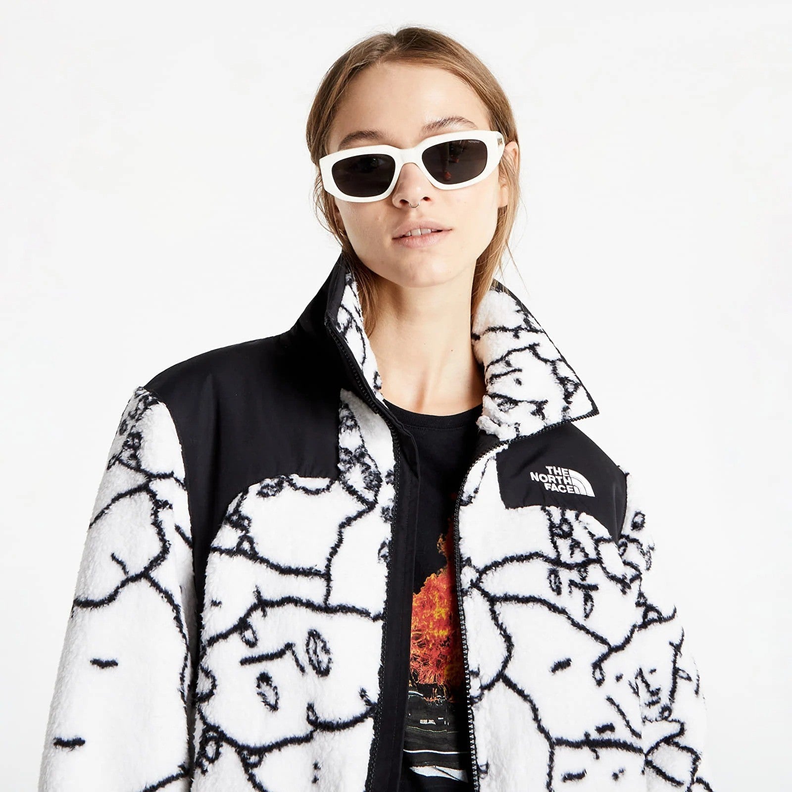 The North Face Womens Black Box Oversized Sherpa Fleece / TNF White / RRP £155