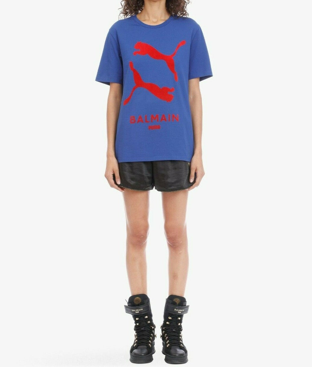 Balmain x Puma Women's Graphic Logo Tee / Blue Red / BNWT / RRP £100