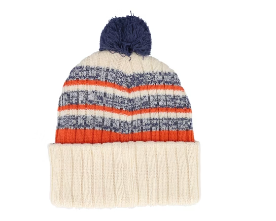 Edmonton Oilers Winter Beanie Bobble Hat / NFL / Ivory Orange Blue / RRP £30