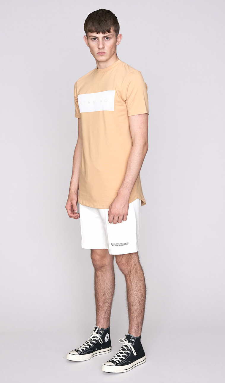 Hermano Mens Box Logo T-Shirt / BNWT / Beige / RRP £35