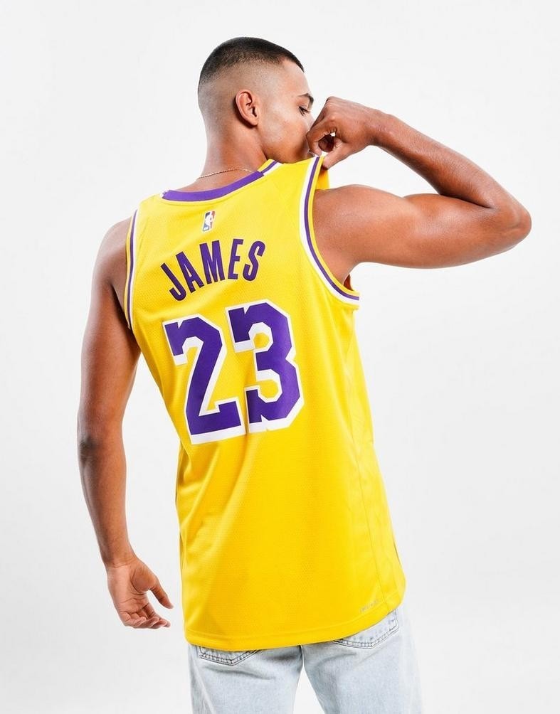 Nike LA Lakers Icon Basketball Jersey / Yellow / Lebron James / RRP £95