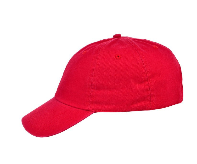 Unisex 6 Panel Plain Baseline Cap / Red / £18