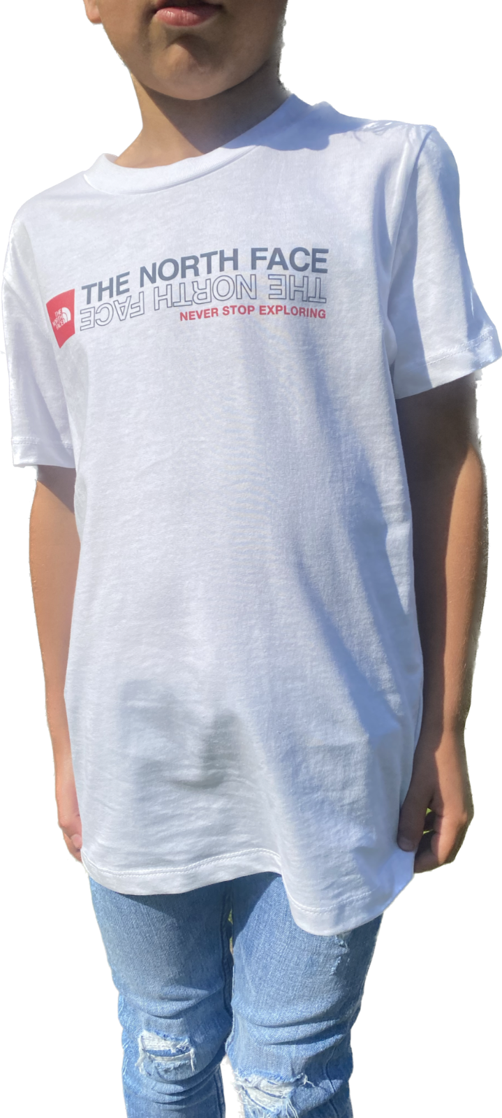 The North Face Kid's Upside Down Logo T-Shirt / White / RRP £22