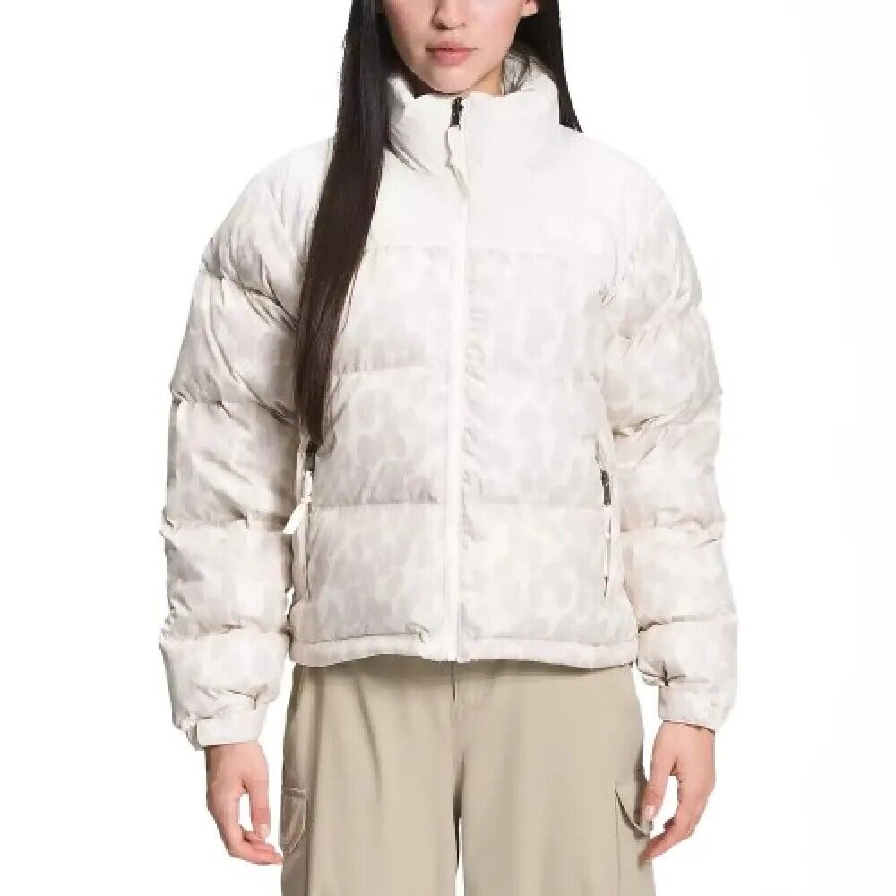 The North Face Women'S Print Nuptse Puffer Jacket / Beige White Print / Rrp £300