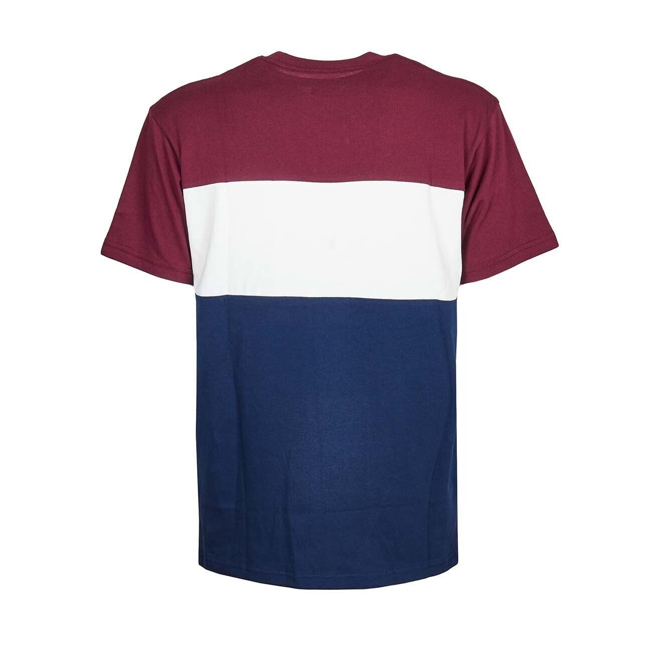 Vans Mens Retro Active Tricolour T-Shirt Man Bordeux White Blue / RRP £28